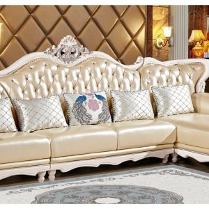 SOFA GÓC TÂN GỔ ĐIỂN MÀU KEM MÃ VN-180A#