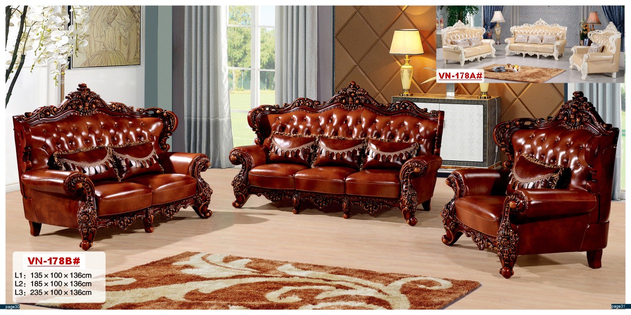 BỘ SOFA 1-2-3 TÂN CỔ ĐIỂN MÀU NÂU MÃ VN-178B#