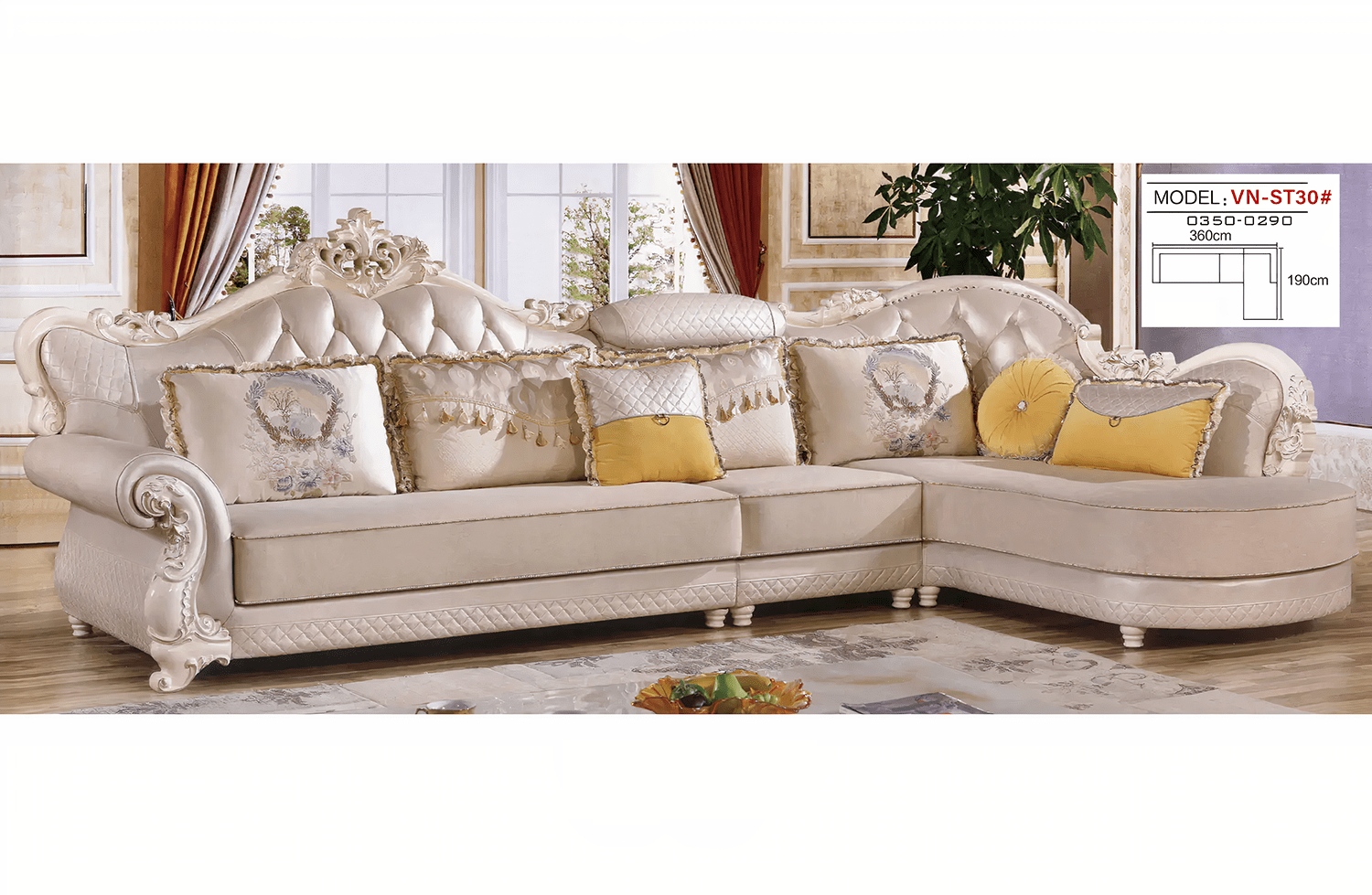 Bộ Sofa góc Tân cổ điển Hàng Nhập Khẩu Trung Quốc