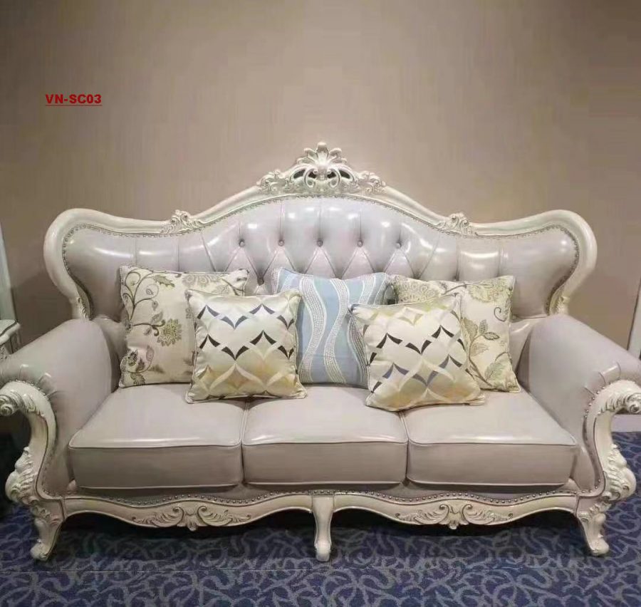 Mẫu sofa tân cổ điển màu trắng nhập khẩu VN-SC 03