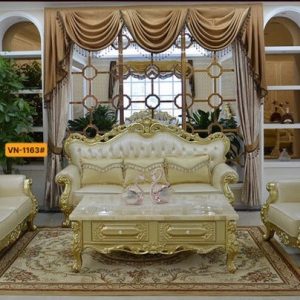 Mẫu sofa da màu trắng phong cách tân cổ điển mã VN-1163#