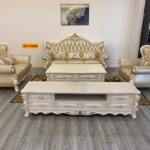 Bộ sofa bọc da tân cổ điển cao cấp VN-1159#