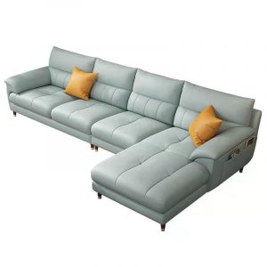 BỘ SOFA GÓC DA HIỆN ĐẠI MÀU XANH PASTEL