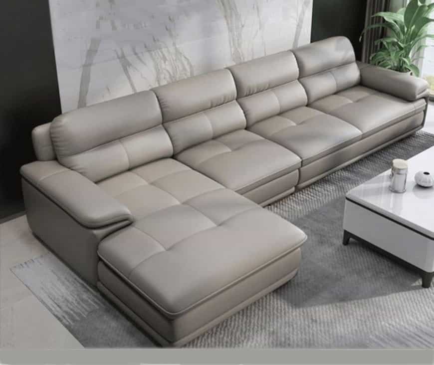 Bộ sofa da góc hiện đại có ghế đơn