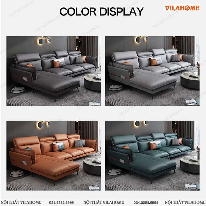 Bộ sofa góc màu xám hiện đại