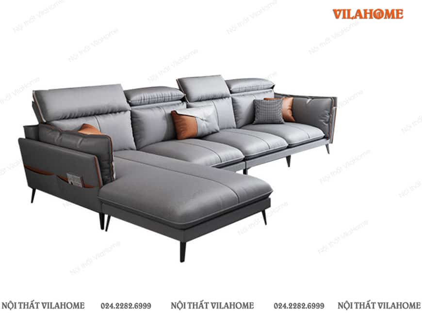 Bộ sofa góc màu xám hiện đại