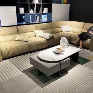 Mẫu sofa góc bọc da nhăn độc đáo