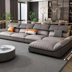 Mẫu sofa góc chữ L màu ghi và xám