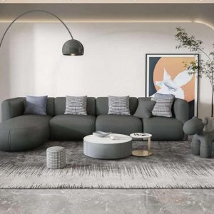 Mẫu sofa màu nâu sẫm đệm khối tròn