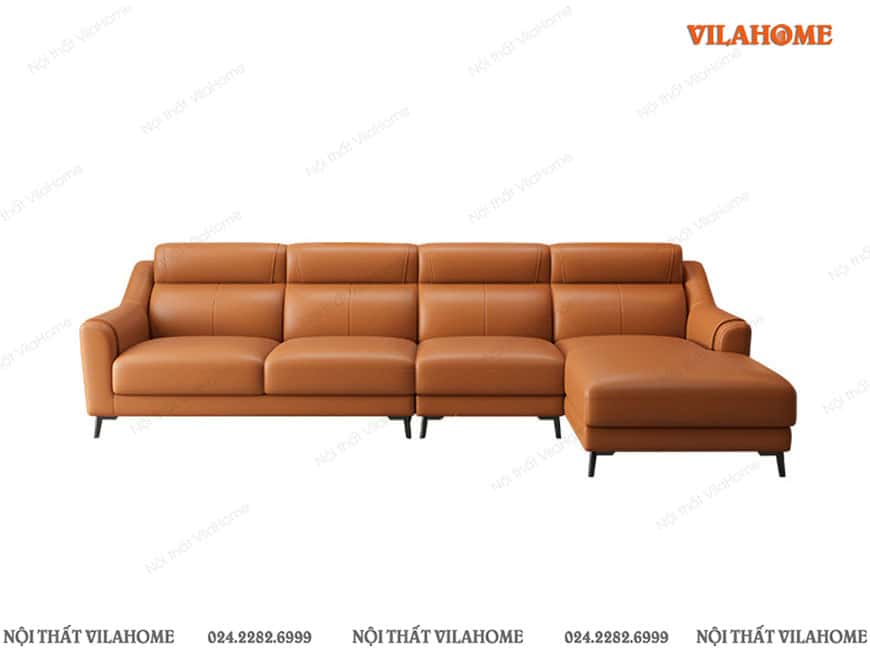 Bộ sofa góc da lớn kết hợp ghế đơn và đôn
