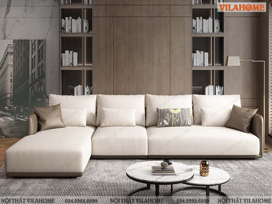 Ghế sofa góc chữ L đệm dày dáng bệt