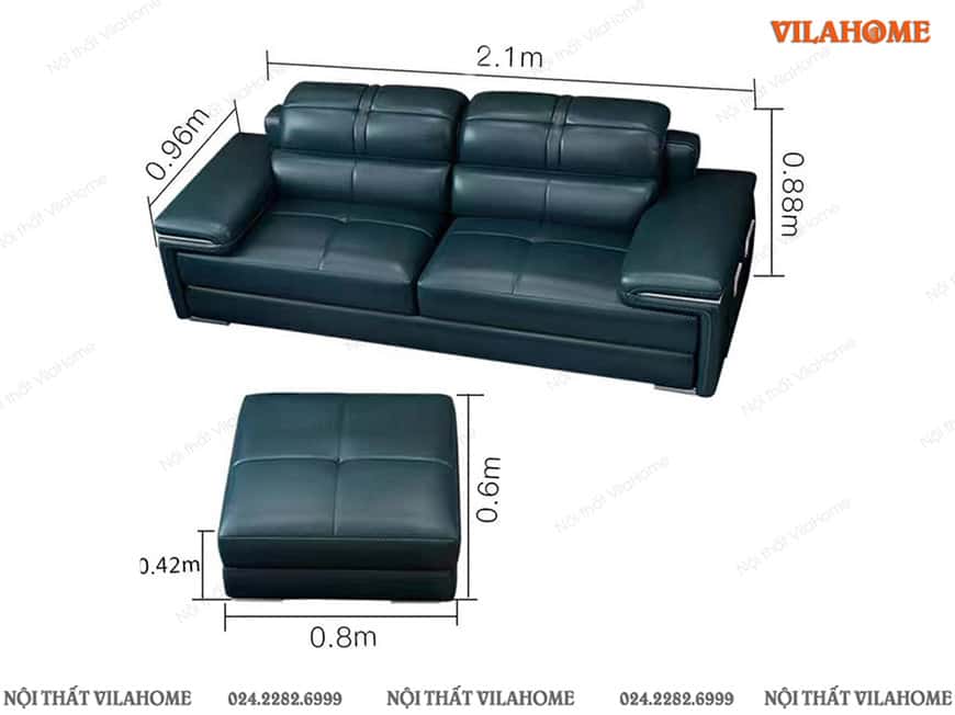 Mẫu sofa góc chữ L đệm vuông màu xanh sẫm