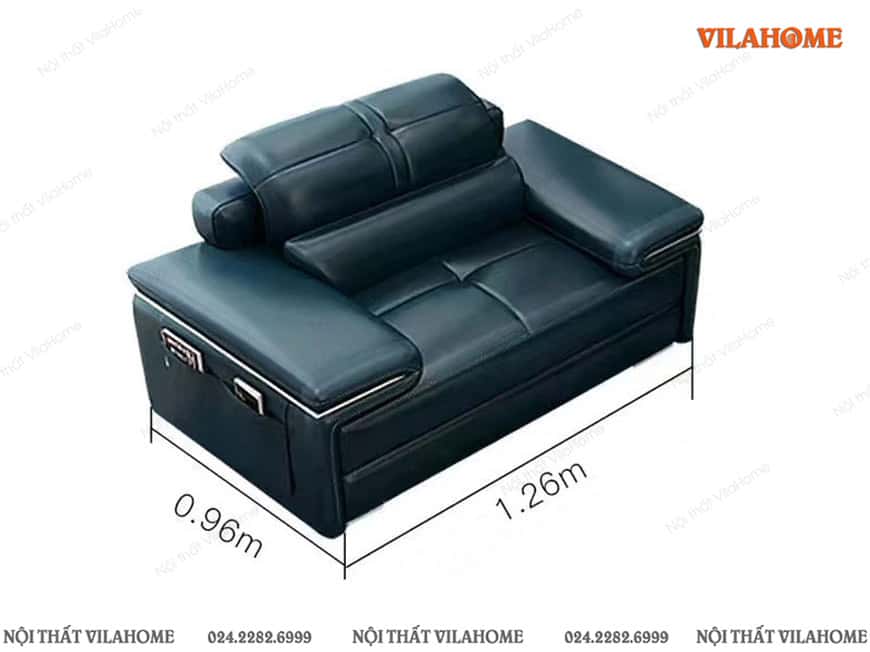 Mẫu sofa góc chữ L đệm vuông màu xanh sẫm