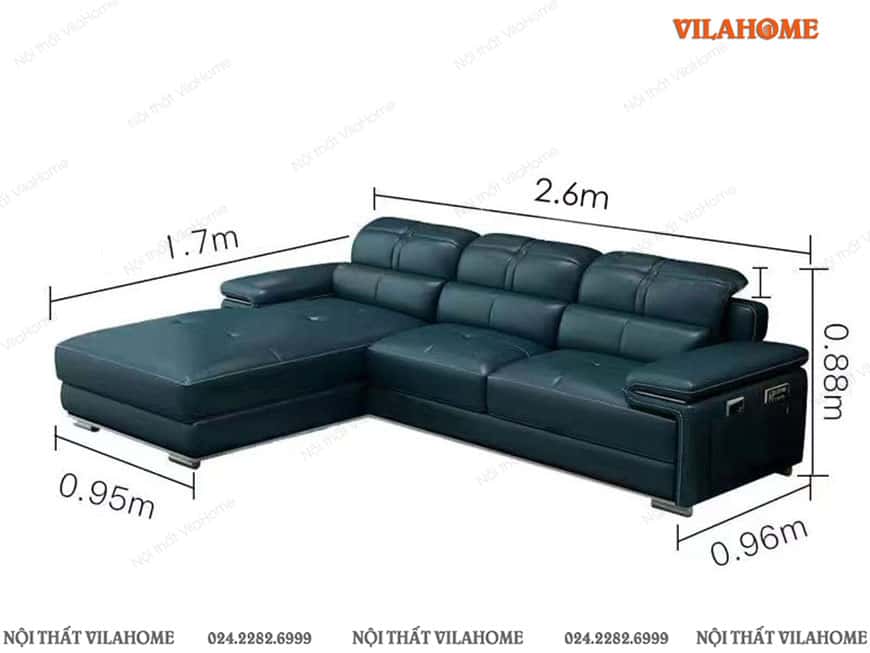 Mẫu sofa góc chữ L đệm vuông màu xanh sẫm