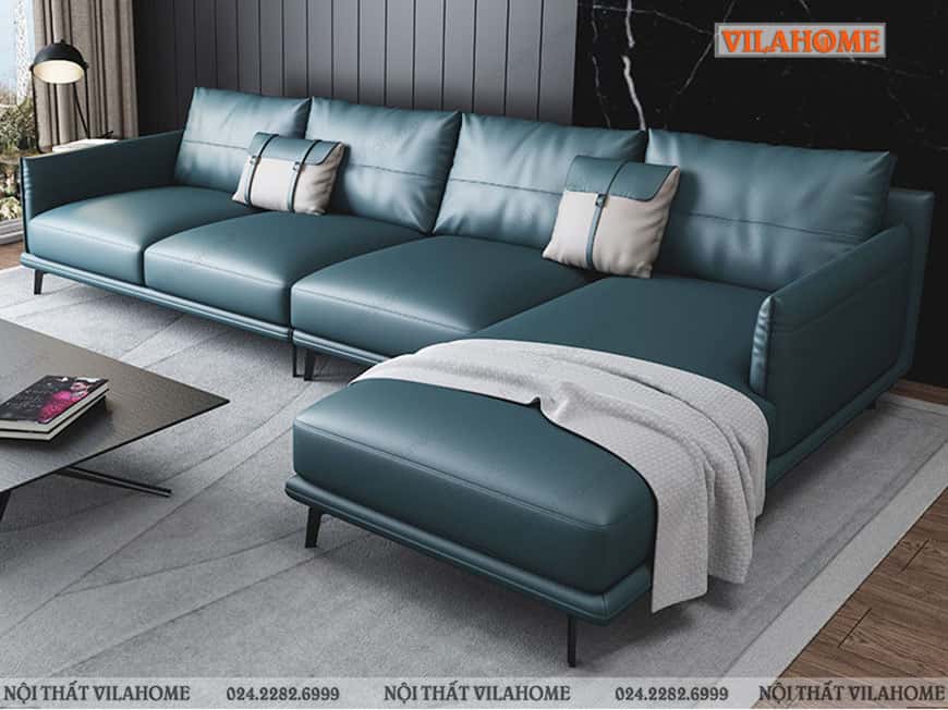 Mẫu sofa góc chữ L hiện đại màu cam đất