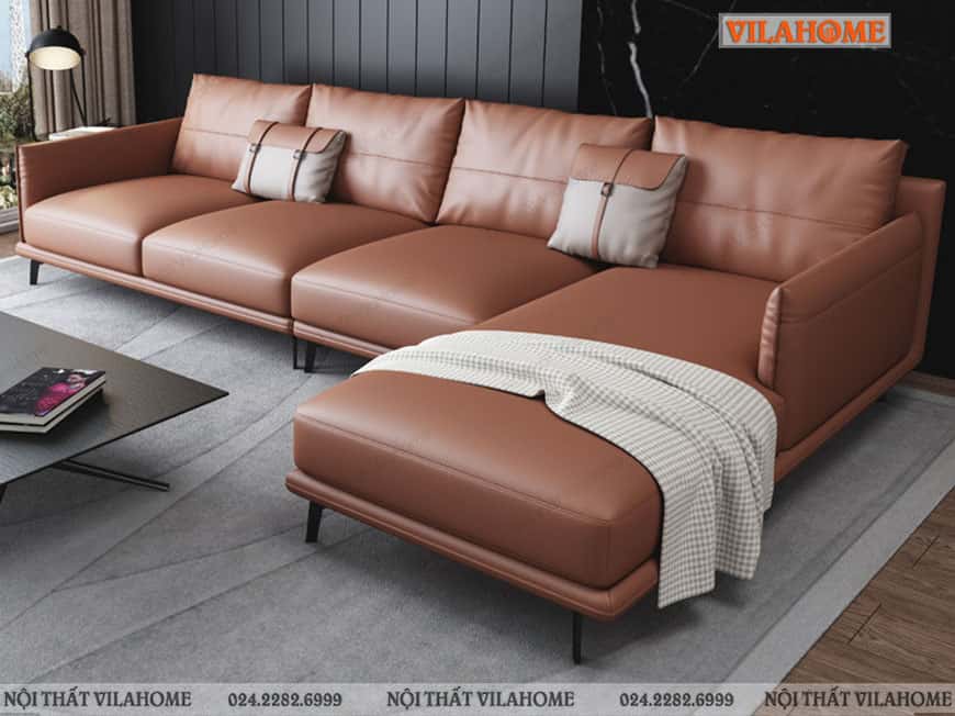 Mẫu sofa góc chữ L hiện đại màu cam đất