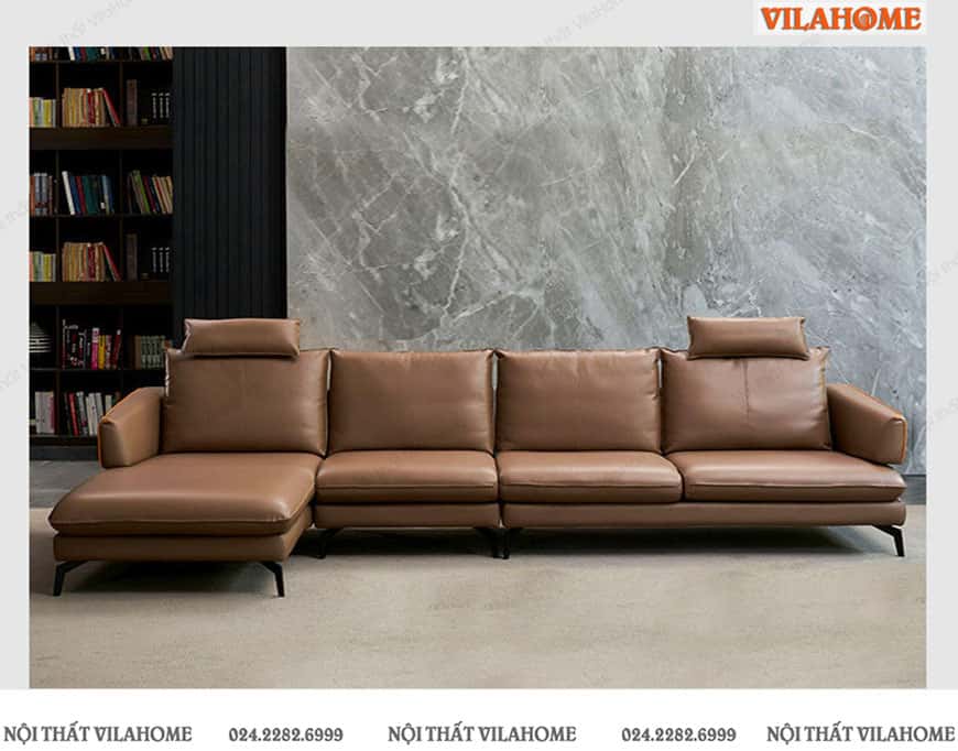 Mẫu sofa góc màu nâu nhập khẩu