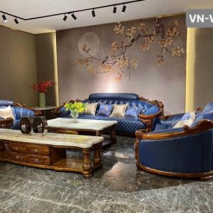 Bộ sofa tân cổ điển màu xanh dương VN-W168#