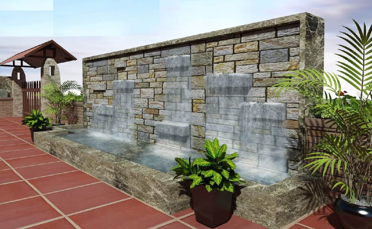 Thác nước phong thủy cho nhà ống