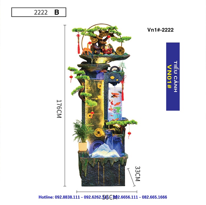 Tiểu cảnh thác nước tụ tài lộc Vn1#-2222