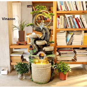 Thác nước phong thủy 3 tầng kết hợp bonsai VN-23#