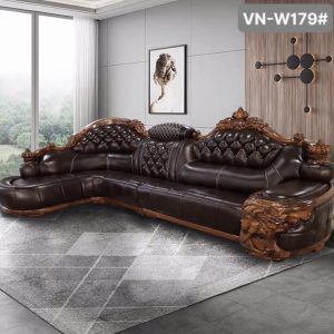 Ghế sofa góc tân cổ điển bọc da bò VN-W179