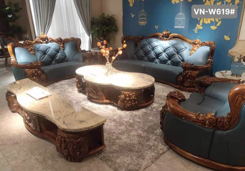 sofa tân cổ điển da bò cao cấp VN-W619