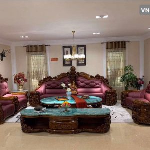 Sofa tân cổ điển gỗ mun da bò nhập khẩu VN-W605